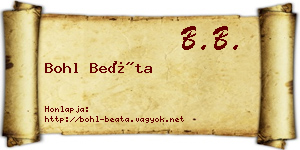 Bohl Beáta névjegykártya